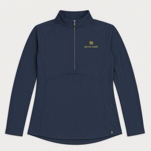 Cutter & Buck Notre Dame Quarter Zip Pullover L Navy Stretch Performance Top NWT